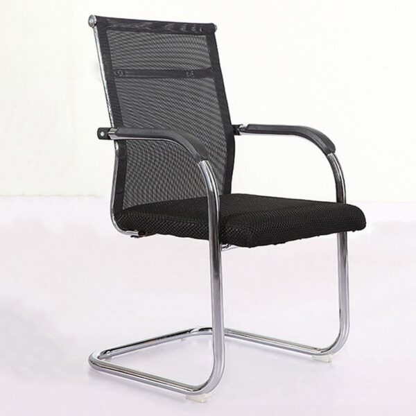 Mid Back Mesh Meeting Office Chair with breathable mesh back, padded seat, and adjustable height, offering comfort and support during long meetings and work sessions.