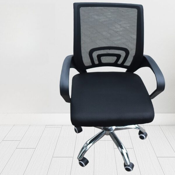 Mid Back Office Secretary Mesh Chair with a breathable mesh back, adjustable height, and padded seat, offering ergonomic support for long hours of work.