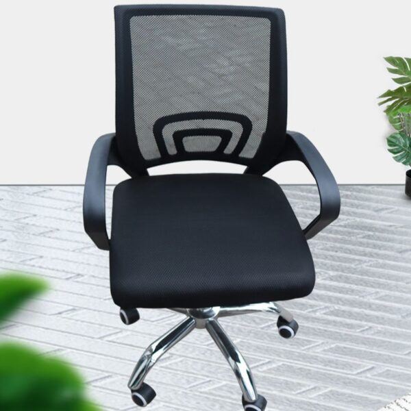 Mid Back Office Secretary Mesh Chair with a breathable mesh back, adjustable height, and padded seat, offering ergonomic support for long hours of work.