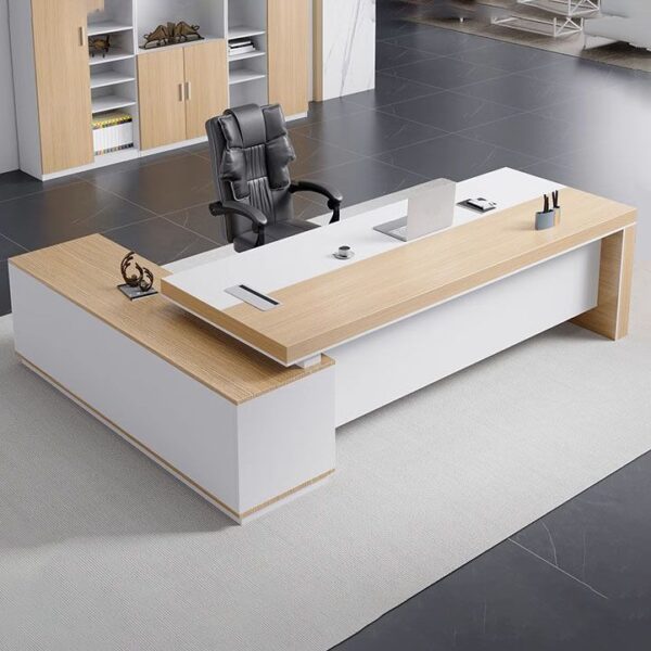 160cm L-shape Executive Wood Boss Desk with a refined wood finish, ample surface area, and ergonomic design, ideal for executive and office use.