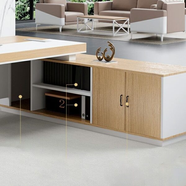 160cm L-shape Executive Wood Boss Desk with a refined wood finish, ample surface area, and ergonomic design, ideal for executive and office use.