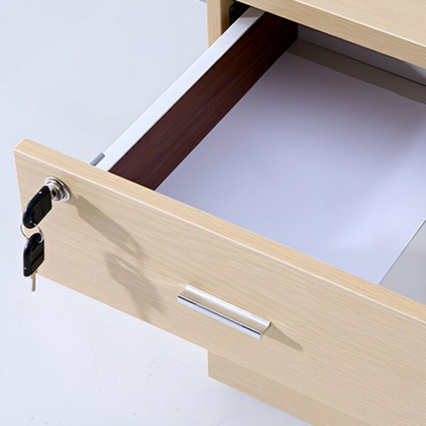 3-Drawer Wooden Pedestal Office Cabinet with a natural wood finish and smooth drawers for easy storage.