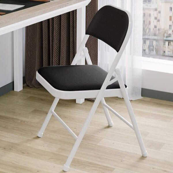 Simple Leather Foldable Office Desk Chair with a smooth leather surface and minimalist design, perfect for small spaces.