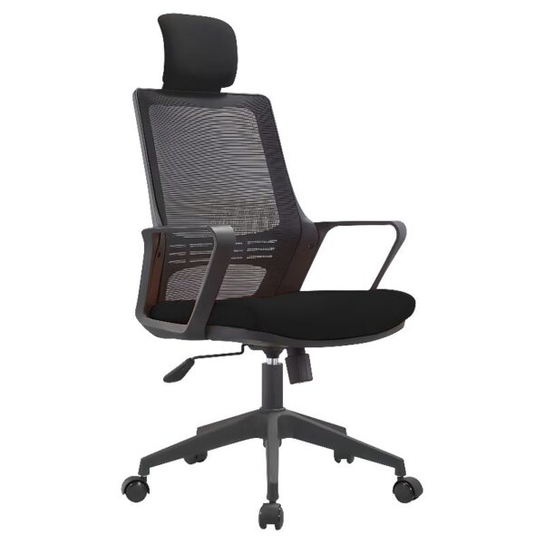 Ergonomic Mesh Upholstered Office Seat with adjustable height and lumbar support, designed for comfort and posture.