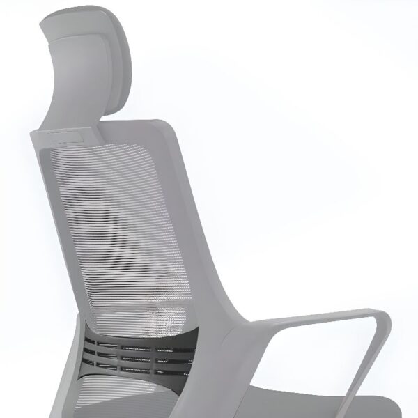 Ergonomic Mesh Upholstered Office Seat with adjustable height and lumbar support, designed for comfort and posture.