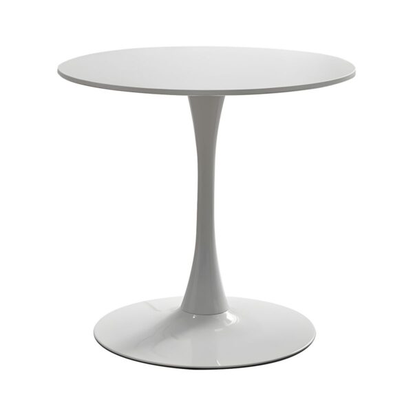 Round Manufactured Wood Dining Table with a sleek, modern design, ideal for any dining room or kitchen setting.