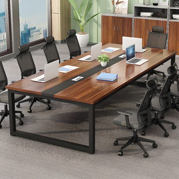 2400mm Wood Conference Meeting Table with spacious surface, clean lines, and a polished wood finish, ideal for professional meetings and collaboration.