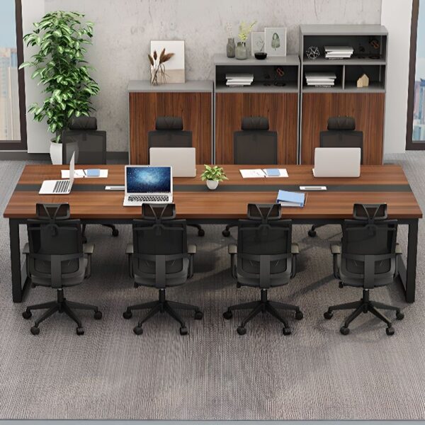 2400mm Wood Conference Meeting Table with spacious surface, clean lines, and a polished wood finish, ideal for professional meetings and collaboration.