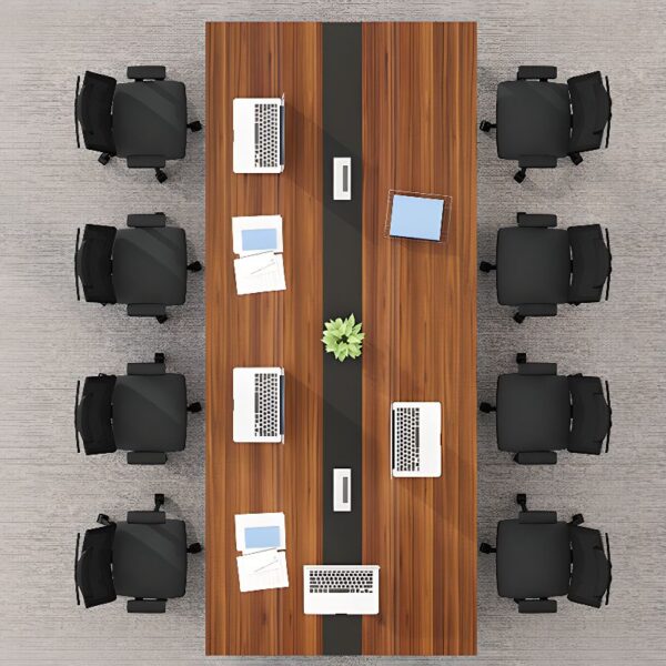 2400mm Wood Conference Meeting Table with spacious surface, clean lines, and a polished wood finish, ideal for professional meetings and collaboration.