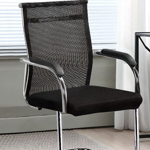 Simple Steel Frame Visitor Office Chair with a minimalist design, sturdy steel frame, and comfortable seat for professional office settings.