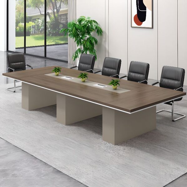 3 Meters Wooden Conference Office Table with a sleek design, spacious surface, and sturdy wooden construction, ideal for meetings and professional discussions.