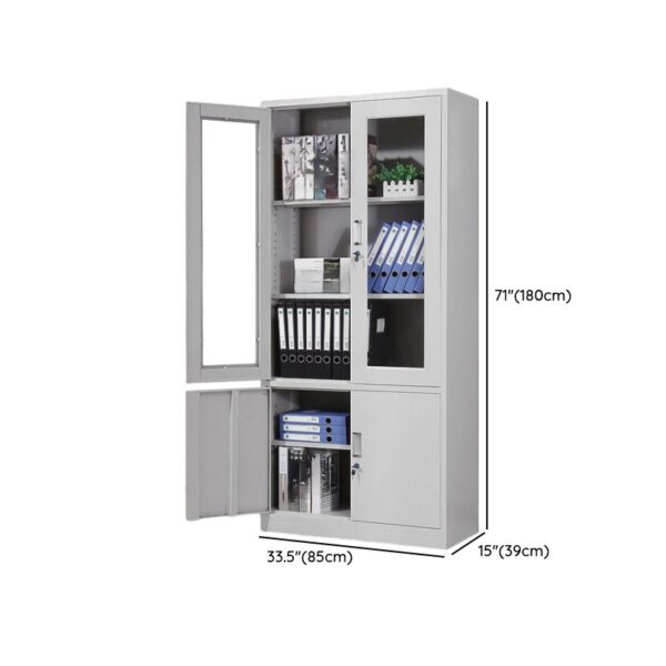 Metallic 2-Door File Storage Cabinet with adjustable shelves, sturdy metal construction, and a sleek design for organized office storage.