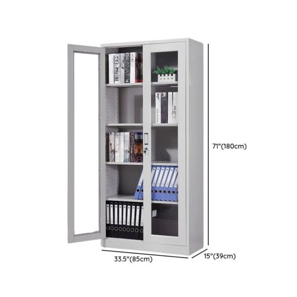 2-Door Steel Glass Display Office Cabinet with sturdy steel frame and clear glass doors for secure storage and display.