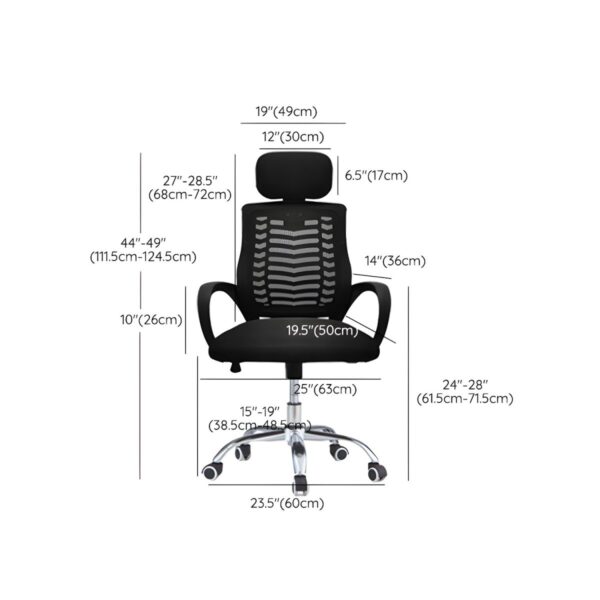 Orthopedic office chair with adjustable headrest, ergonomic backrest, and padded seat for comfort and support.