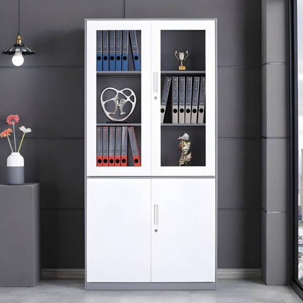 2-Door Metal Filing Storage Cabinet with adjustable shelves, designed to store documents and office supplies securely in a sleek, modern design.