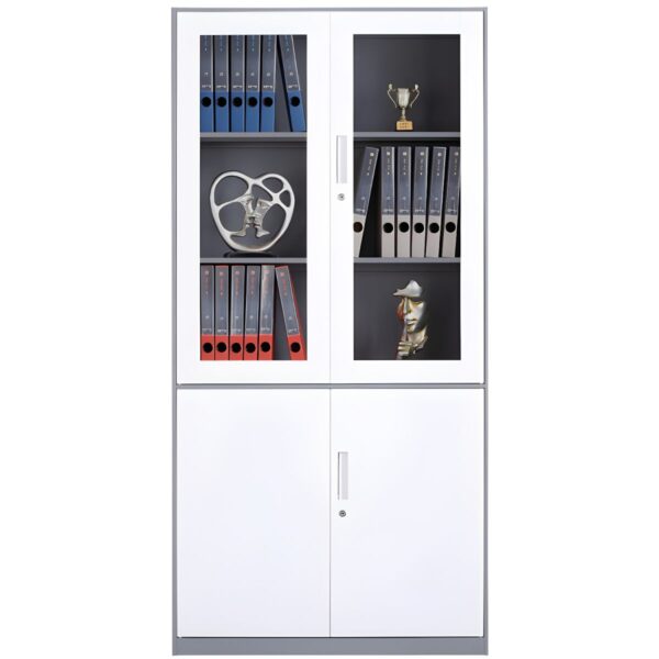 2-Door Metal Filing Storage Cabinet with adjustable shelves, designed to store documents and office supplies securely in a sleek, modern design.