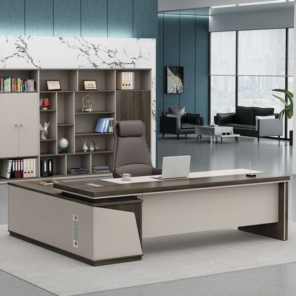 1600mm Executive Office L-Shape Desk with a high-quality wood finish, offering a spacious work area and storage options for a professional and organized office setup.