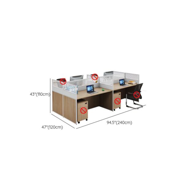 4-Seater Wooden Office Workstation with spacious surface and modern design, ideal for collaborative workspaces.