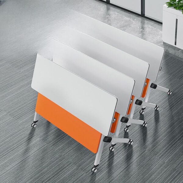 Modern Foldable Table with Casters, designed for easy mobility and space-saving storage, ideal for various settings.