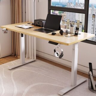 160cm Ergonomic Electric Work Desk with electric height adjustment, providing comfort, better posture, and a spacious surface for efficient work in a modern setting.