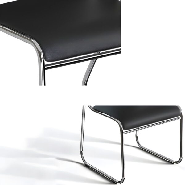 Armless Chrome Simple Office Seat with sleek chrome base, high-quality leather upholstery, and minimalist design, ideal for modern office environments.