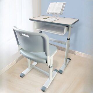 Modern ergonomic kids plastic home desk with a spacious surface and storage compartments, designed for comfort and style.