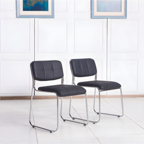 Non-Wheeled Modern Chrome Event Chair with sleek chrome frame and supportive seat, ideal for events and conferences.