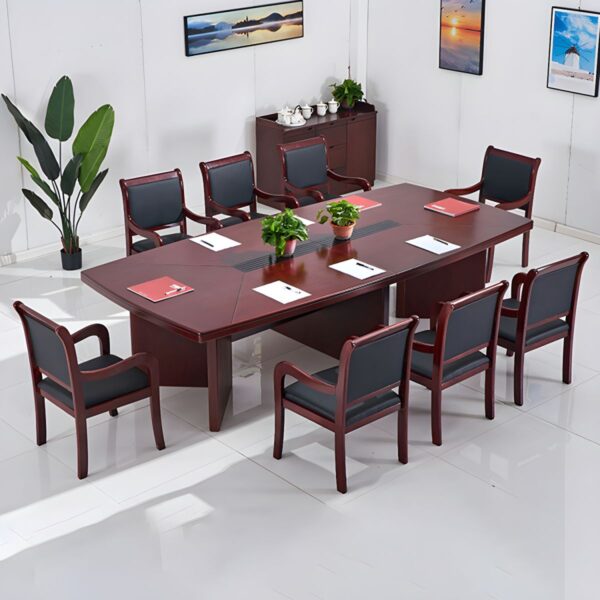 3-meter Vintage Red Mahogany Table with a rich red finish, ideal for dining, meetings, and adding elegance to any room.