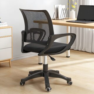 Mesh Upholstered Clerical Armchair with breathable mesh back, padded seat, and supportive armrests, designed for comfort and durability in office settings.