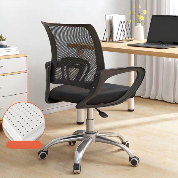 Mesh Upholstered Clerical Armchair with breathable mesh back, padded seat, and supportive armrests, designed for comfort and durability in office settings.