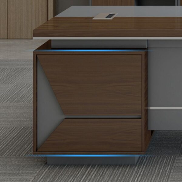 180cm L-Shape Pedestal Executive Desk with ample workspace and side storage drawers, featuring a modern brown finish.