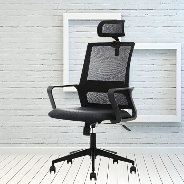 High Back Ergonomic Mesh Armchair with adjustable seat height, fixed armrests, and breathable mesh back for comfort and support.