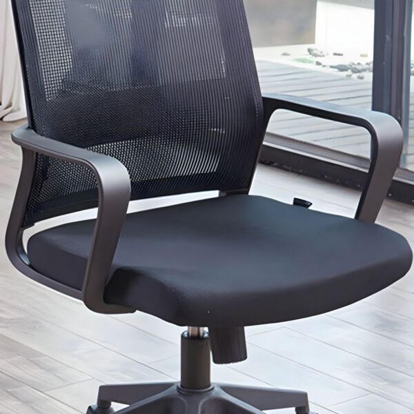 High Back Ergonomic Mesh Armchair with adjustable seat height, fixed armrests, and breathable mesh back for comfort and support.