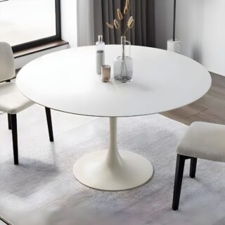 Marble Circular Tulip Dining Office Table with a sleek marble top and minimalist tulip pedestal base.