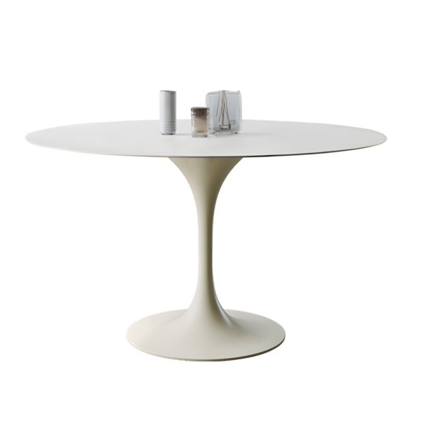 Marble Circular Tulip Dining Office Table with a sleek marble top and minimalist tulip pedestal base.