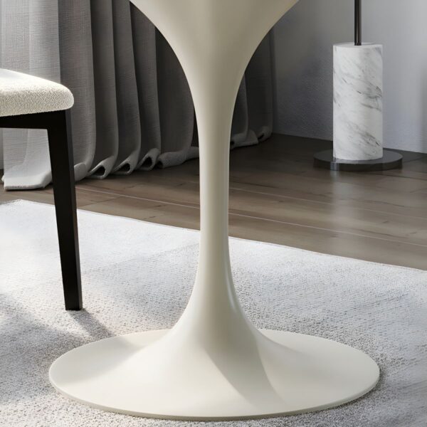 Marble Circular Tulip Dining Office Table with a sleek marble top and minimalist tulip pedestal base.