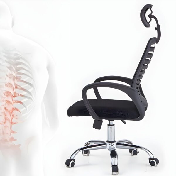 Mesh Ergonomic Headrest Office Chair with adjustable headrest, seat height, and armrests for optimal comfort and support.