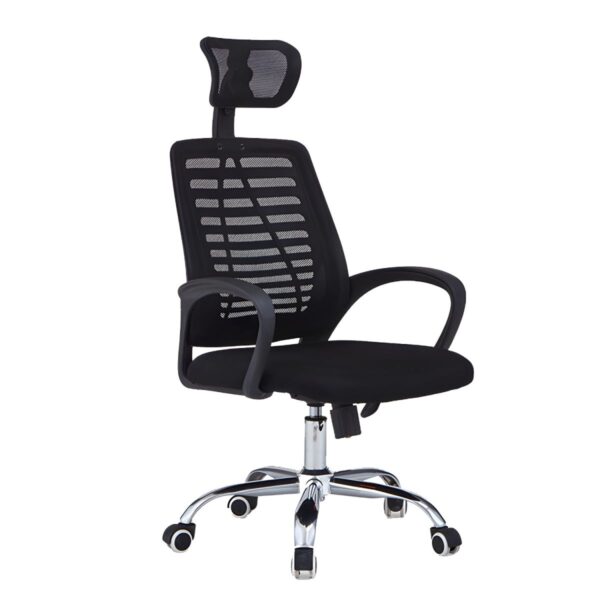 Mesh Ergonomic Headrest Office Chair with adjustable headrest, seat height, and armrests for optimal comfort and support.