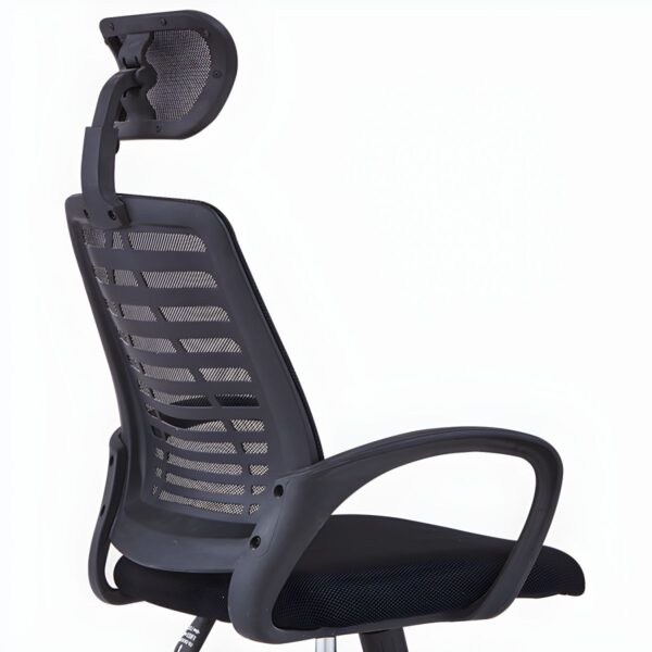 Mesh Ergonomic Headrest Office Chair with adjustable headrest, seat height, and armrests for optimal comfort and support.