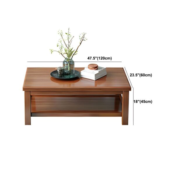 Solid wood mahogany coffee table with 4-legged design, showcasing rich wood grain and polished surface, perfect for living room use.