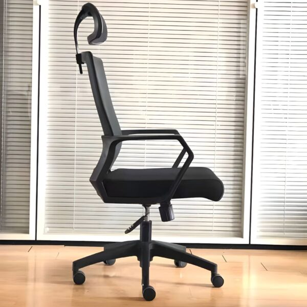 Home and office high back chair with ergonomic design, adjustable height, and comfortable armrests for long hours of sitting.