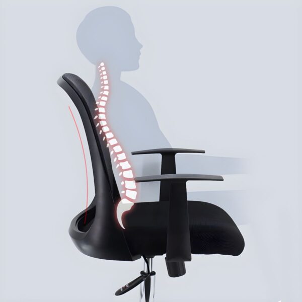 Office Mesh Shell Back Chair with ergonomic design, breathable mesh back, and fixed arms, offering comfort and support for long hours.