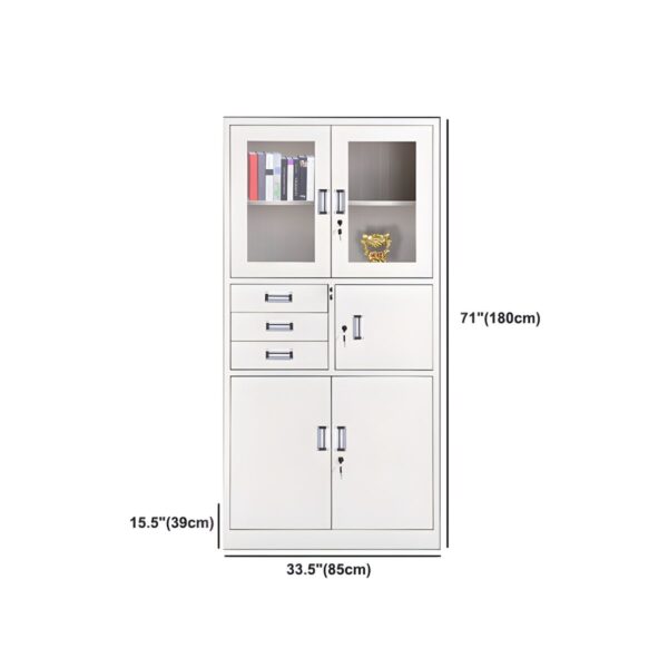 Office 2-Door Cabinet with Safe featuring durable metal construction, adjustable shelves, and a secure built-in safe for storing important documents and valuables.