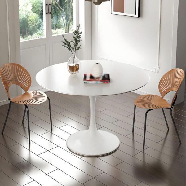 "Circular Dining Table for office and home use with sleek design, sturdy base, and ample surface space."