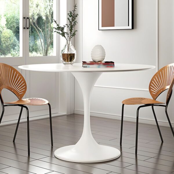 "Circular Dining Table for office and home use with sleek design, sturdy base, and ample surface space."