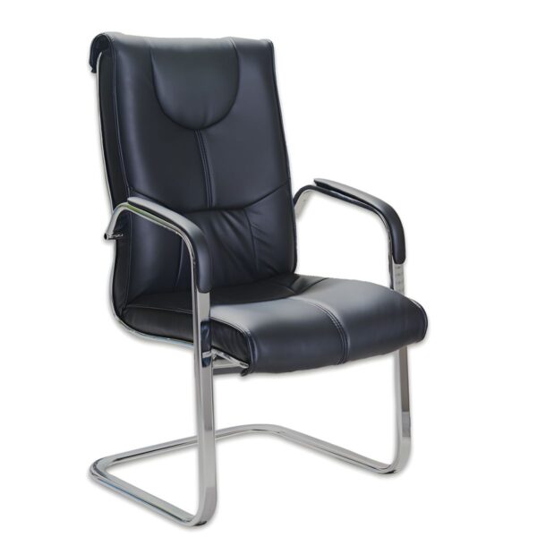 "Office Ergonomic Leather Chair with high back, adjustable height, and fixed armrests for enhanced comfort and support."