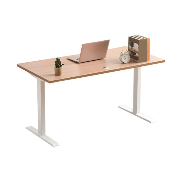 Office Adjustable Standing Desk (140cm) with a spacious wood tabletop, featuring a sturdy frame for a comfortable sitting or standing workspace.