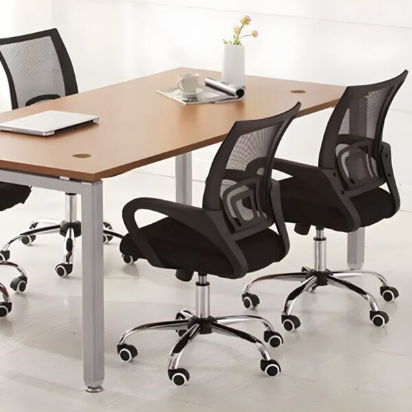 Secretarial Mesh Office Chair with adjustable height, breathable mesh back, and smooth swivel, ideal for office use.