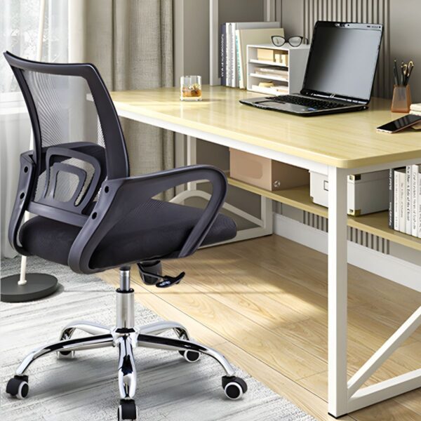 Secretarial Mesh Office Chair with adjustable height, breathable mesh back, and smooth swivel, ideal for office use.