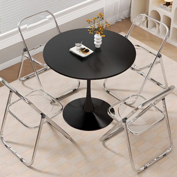 Office Round Dining Table with scratch-resistant surface, designed for modern offices, providing a durable and stylish space for meetings, meals, or casual discussions.